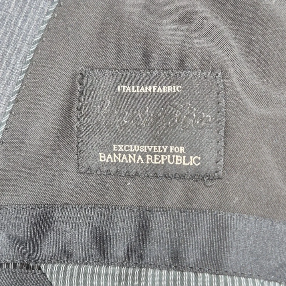 Banana Republic Blazer Mens 46L Gray Marzotto Italian Wool Micro Stripe‎ Jacket